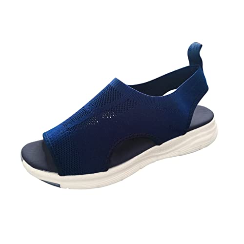 ReSin90s Damen Sandalen Sommer Bequem Waschbare Slingback Orthopädische Mesh Orthopädische Schuhe Slide Sport Shoes Mit Weiche Fussbett Outdoor Wassersandalen Strick Plateau Sandalen von ReSin90s