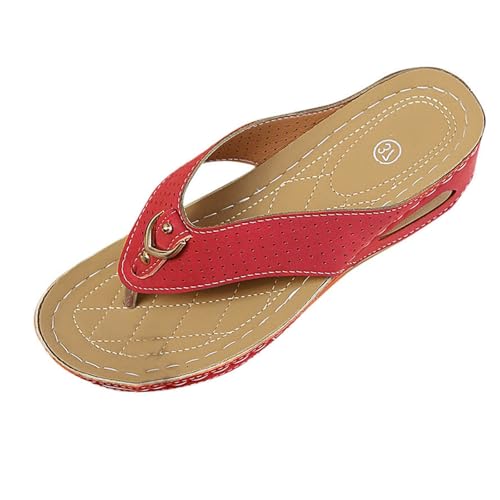 ReSin90s Damen Schlappen Flip Flops Sommer Elegant Sommerschuhe Bequem Keilabsatz Plateau Schuhe Orthopädische Sandale Flipflopssandale Offen Sandale Schlappen Badelatschen Hausschuhe Badesandalen von ReSin90s
