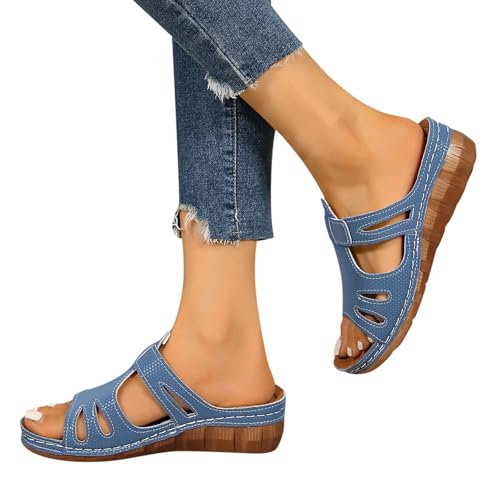 Resin90s Platform Slides Für Damen Hausschuhe Mit Keilabsatz Orthopädische Sandals Sommer Pantoletten Sommerschuhe Strand Slipper Schuhe Outdoor Casual Keilsandalen Open Toe Slide Sandalen von Resin90s