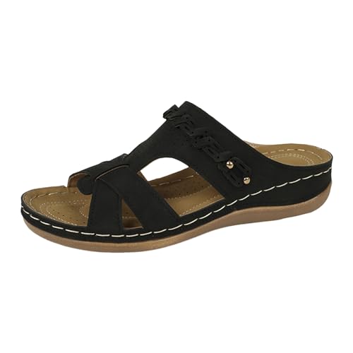 ReSin90s Sandalen Damen Sommer Hausschuhe Mit Keilabsatz Orthopädische Sandals Mit Arch Support Komfortable Schaumstoff Rutschen Keilsandalen Walking Schuhe Sommerschuhe von ReSin90s