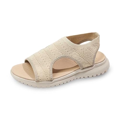 ReSin90s Sandalen Damen Sommer Sandals Flach Mit Verstellbarem Riemen Vegan Sandaletten Bequem Fußgewölbestütze Freizeit Strand Schuhe Orthopädische Sandale Casual Ankle Elastic Flip Flops von ReSin90s