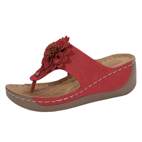 ReSin90s Sommer Sandalen Damen Flip Flops Sommer Pantolette Leichte Bequeme Big Toe Hausschuhe Elegant Mode Orthopädische Der Stoff Leicht Pantoletten Für Pool Meer Strand Outdoor von ReSin90s