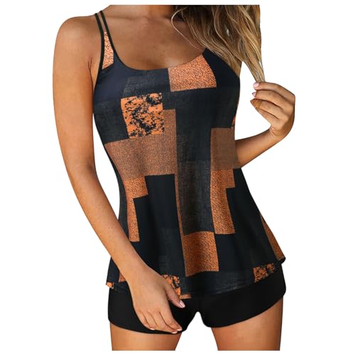 ReSin90s Tankini Damen Set Große Größen Bauchweg Badeanzüge Bademode mit Shorts Zweiteilig Badeanzüge Elegantes Swimsuit Beachwear mit Bikinislip für Damen Strand Ferien Freizeit von ReSin90s