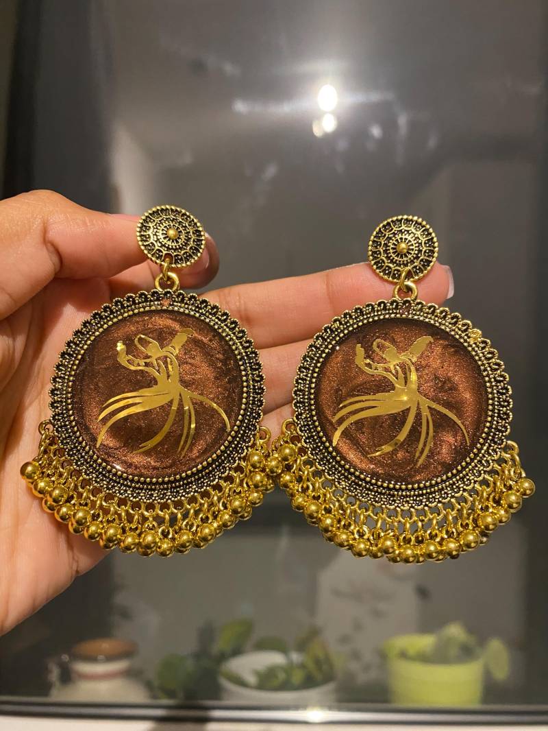 Handgemachte Sufi Harz Ohrringe | Jhumka Harz-Ohrringe von ResinRaysss