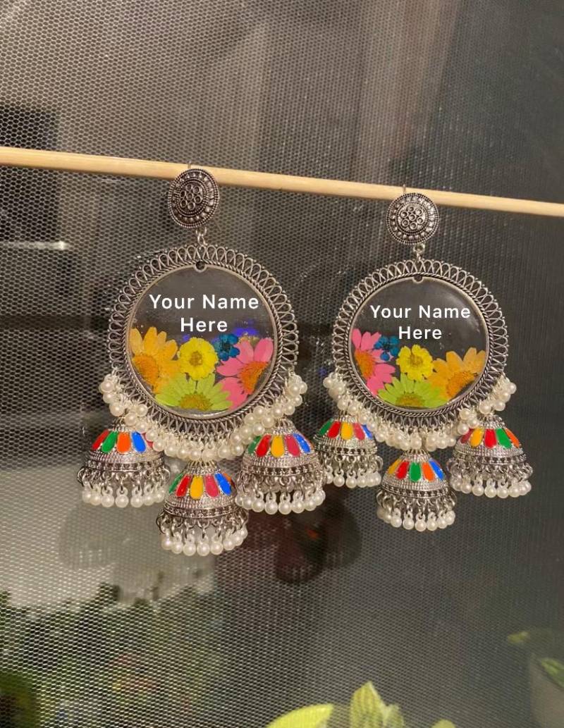 Personalisierte Harz Ohrringe - Resin Jhumkas Mit Name, Personalisierte Handgemachte Harz-Ohrringe Namen von ResinRaysss