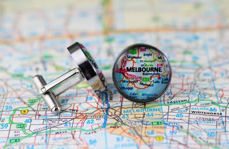 Harz-Manschettenknöpfe Für Männer, Straßburg Australien Map Print Handgemachte Edelstahlkarten Manschettenknöpfe von ResinateDesigns