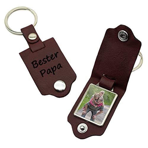 Foto PU Leder Schlüsselanhänger klappbar personalisiert individuell mit Wunschfoto Geschenkidee Bordeaux von Reskey