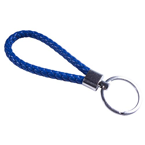 Leder Schlüsselanhänger als geflochtenes Seil farbig Blau von Reskey