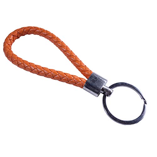 Leder Schlüsselanhänger als geflochtenes Seil farbig Orange von Reskey