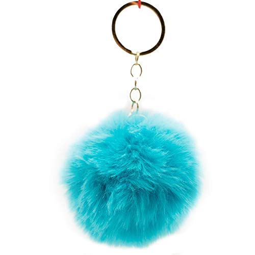 Pom Poms Plüsch Bommel Schlüsselanhänger Pompom Blau von Reskey