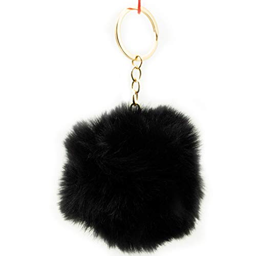 Pom Poms Plüsch Bommel Schlüsselanhänger Pompom Schwarz von Reskey