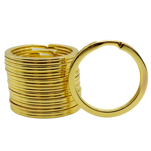 Reskey 10 Stück Schlüsselring Gold Flach 30mm von Reskey