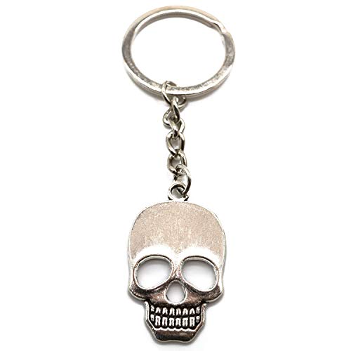 Totenkopf Schlüsselanhänger Silber aus Metal Schädell Gothic Taschenanhänger von Reskey
