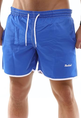 Reslad Badehose Herren Schnelltrocknend - Männer Badeshorts mit Mesh-Futter Kurze Shorts für Strand & Surfer I Ideal als Schwimmhose & Badehosen RS-5020 Blau XL von Reslad