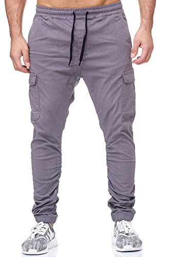 Reslad Chinohose Herren Jogger Chino Freizeithose Cargo-Hose Jogginghose RS-2081 Grau M von Reslad