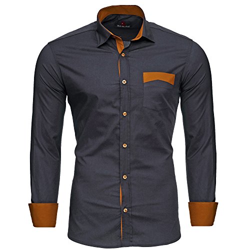 Reslad Herren Hemd bügelfrei Slim Fit Freizeit Männer Hemden Business Oberhemden Kontrast buntes Langarm RS-7205 Anthrazit XXL Reslad Herren Hemd bügelfrei Slim Fit Freizeit Männer Hemden Business Oberhemden Kontrast buntes Langarm RS-7205 Anthrazit XXL von Reslad