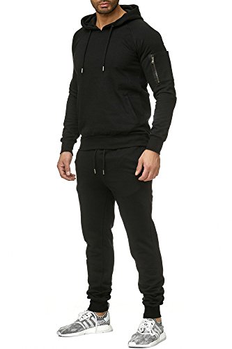 Reslad Herren Jogginganzug Trainingsanzug Sportanzug Jogging-Hose + Sweatshirt Oberteil RS-5071 Schwarz S von Reslad