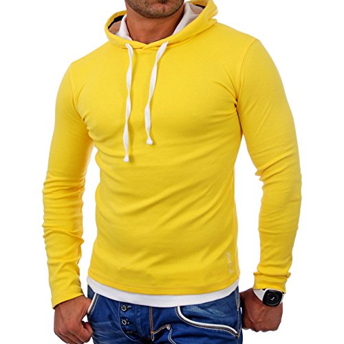 Reslad Herren Kapuzen Sweatshirt RS-1003 Gelb-Weiß L von Reslad