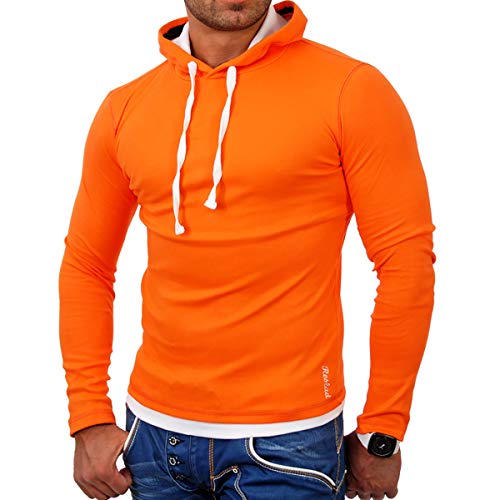 Reslad Herren Kapuzen Sweatshirt RS-1003 Orange-Weiß 2XL von Reslad