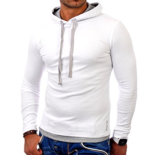 Reslad Herren Kapuzen Sweatshirt RS-1003 Weiß-Grau 2XL von Reslad