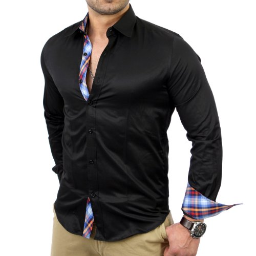 Reslad Herren Langarm Hemd RS-14009 Schwarz S von Reslad