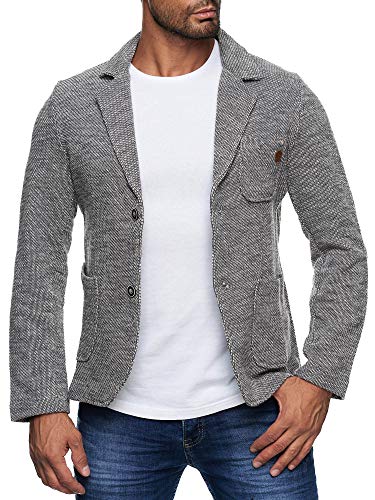 Reslad Herren-Sakko Sportlich Jakett Anzug Jacke Slim Fit Freizeit Blazer-Herren RS-1421 Grau M von Reslad