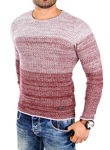 Reslad Herren Strickpullover roter Feinstrick Männer Pullover Pulli Übergangspullover Herbst Winter RS-3106 Bordeaux Gr XXL von Reslad