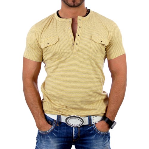 Reslad Herren Striped T-Shirt 4004 Gelb S von Reslad