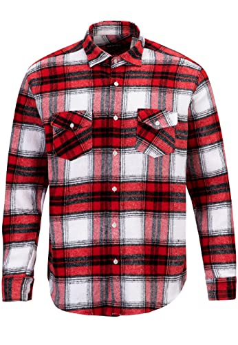 Reslad Holzfällerhemd Hemd Herren kariert Vintage Karo-Hemd Flanellhemd Männer Langarm Checked Flanell Shirt RS-7116 Rot-Schwarz M von Reslad