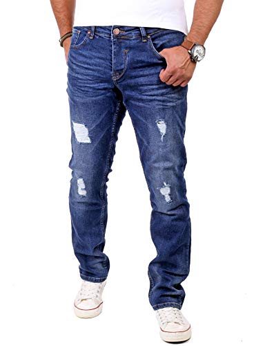 Reslad Jeans Herren Destroyed Look Slim Fit Denim Strech Jeans-Hose RS-2062 (W36 / L32, Blau) von Reslad