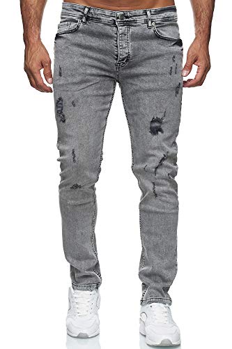 Reslad Jeans Herren Destroyed Look Slim Fit Denim Strech Jeans-Hose RS-2062 (W38 / L32, Grau (2090)) von Reslad