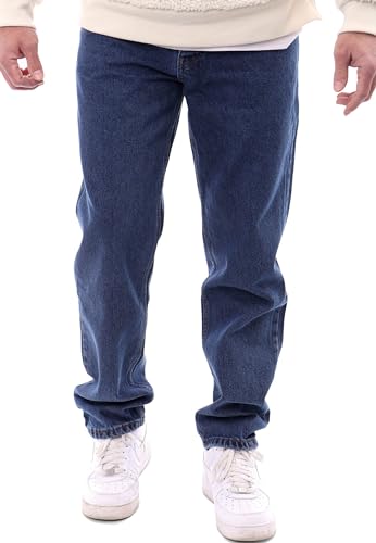 Reslad Jeans Herren Loose Fit l Herrenhose mit Knopfleiste l lässige Männer-Jeanshose RS-2105 Blau W30 / L32 von Reslad