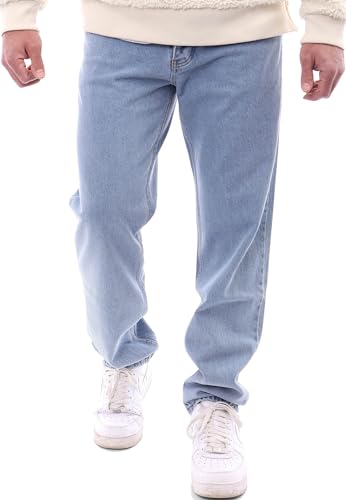 Reslad Jeans Herren Loose Fit l Herrenhose mit Knopfleiste l lässige Männer-Jeanshose RS-2105 Hellblau W30 / L32 von Reslad