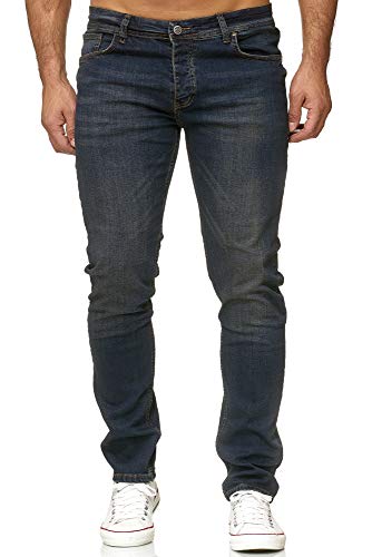 Reslad Jeans Herren Slim Fit Basic Herren-Hose Jeanshose Männer Jeans Hosen Stretch Denim RS-2091 Dunkelblau W30 / L34 von Reslad
