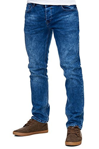 Reslad Jeans-Herren Slim Fit Basic Style Stretch-Denim Jeans-Hose RS-2063 Blau W36 / L32 von Reslad