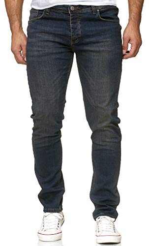 Reslad Jeans-Herren Slim Fit Basic Style Stretch-Denim Männer Jeans-Hose RS-2063 (W33 / L34, Dunkelblau (2091)) von Reslad