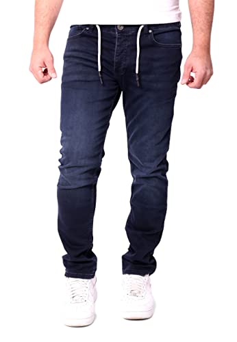 Reslad Jeans Herren Slim Fit - Sweathose in Jeansoptik l Stretch Denim Sweatjeans Männer Jeanshosen l Herrenjeans Hose RS-2088 Dunkelblau W31 / L32 von Reslad