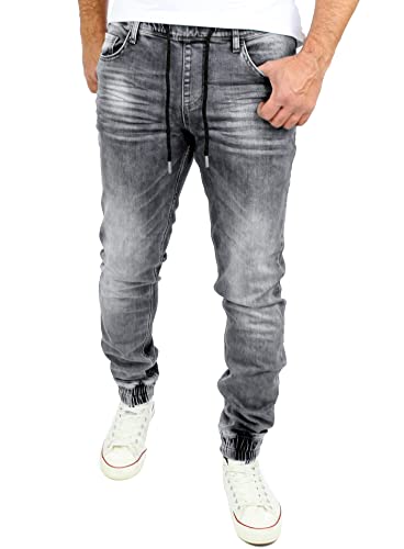 Reslad Jeans Jogginghose Sweathose in Jeansoptik Jeans-Herren Slim Fit Herren-Hose RS-2073 (L, Grau) von Reslad