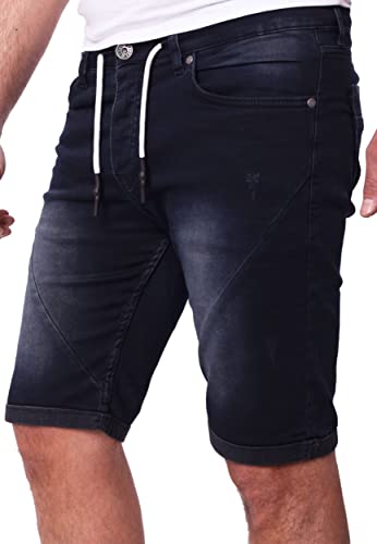 Reslad Jeans Shorts Herren Kurze Hosen Sommer - Sweathose in Jeansoptik l Stretch Denim Männer Jeansshorts l Hose Regular Fit RS-2087 Dunkelblau W30 von Reslad