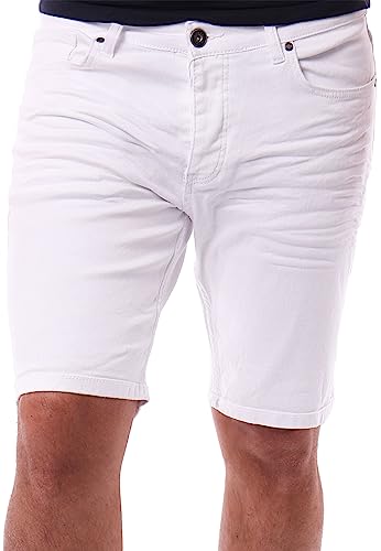 Reslad Jeans Shorts Herren Kurze Hosen Sommer l Used Look Washed Männer Denim Jeansshorts l Bermuda Capri Hose Regular Fit RS-2085 Weiß W32 von Reslad