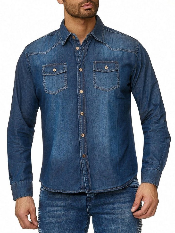 Reslad Jeanshemd Reslad Jeanshemd Herren Hemd Vintage Denim Jeans Männerhemd Freizeithe leichtes Vintage Denim-Hemd von Reslad