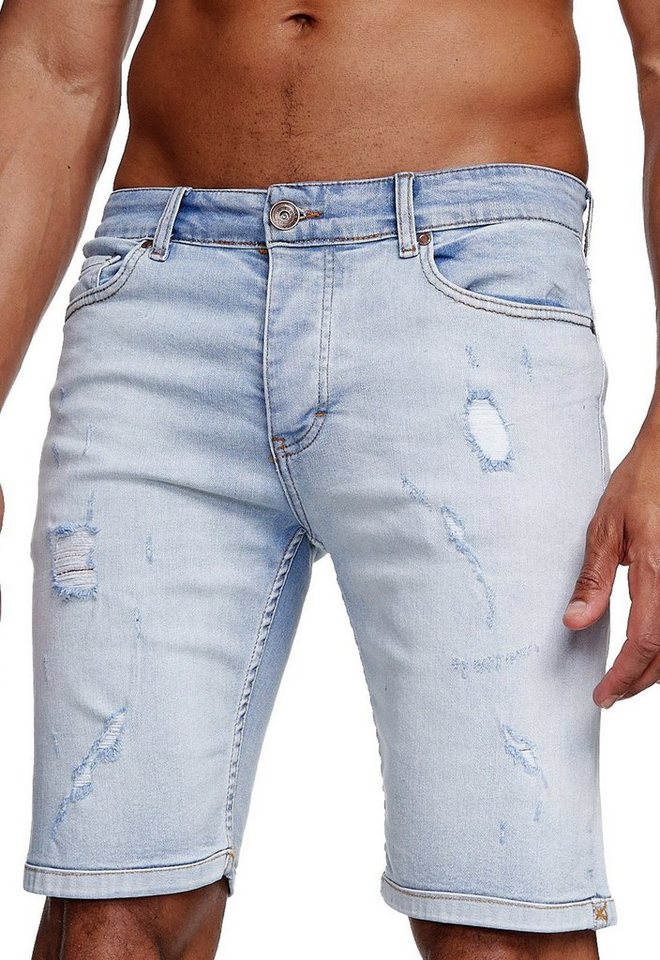Reslad Jeansshorts Reslad Jeans Shorts Herren Kurze Hosen Sommer l Used Look Destroyed Destroyed Jeansbermudas Stretch Jeans-Hose von Reslad