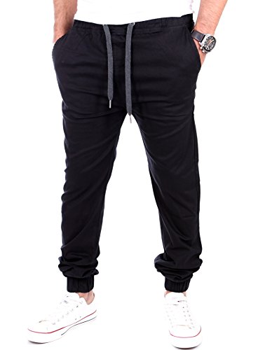 Reslad Jogg-Chino Herren-Hose Männer Harem Hosen Jogger Chinos Jogging-Hose lang Chinohose RS-2055 Schwarz W34 von Reslad