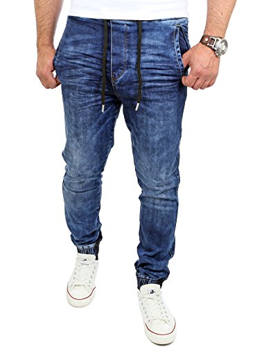Reslad Jogging-Jeans Männer Freizeit-Hose Casual Style Jeans Jogginghosen Herren Slim Fit Jogger Sweathose Hose RS-2071 Blau M von Reslad
