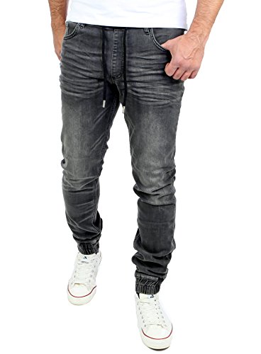 Reslad Jogging Jeans Used Look Jeans-Herren Slim Fit Jogging-Hose Jogger RS-2073 Schwarz M von Reslad