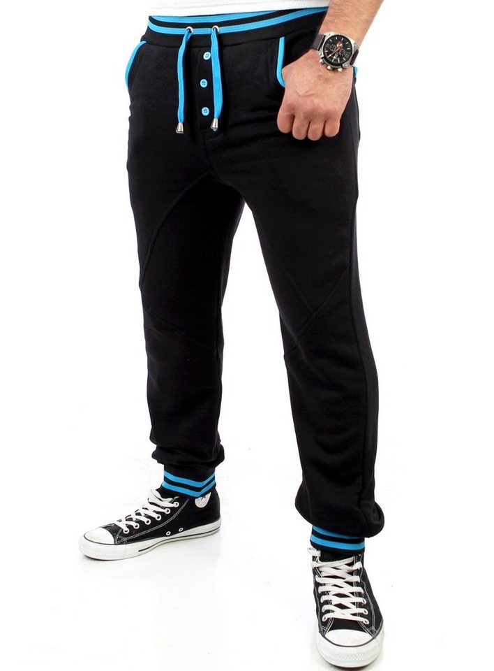 Reslad Jogginghose Reslad Herren Buttoned Style Sweatpants Jogginghose RS-5150 (1-tlg) Sporthose Kontrast Sweathose von Reslad