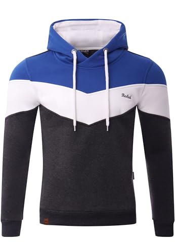 Reslad Kapuzenpullover Herren Sweatshirt | Hoodie Männer Pullover aus bequemer Baumwolle RS-1008 Blau-Anthrazit 3XL von Reslad