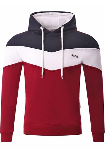 Reslad Kapuzenpullover Herren Sweatshirt | Hoodie Männer Pullover aus bequemer Baumwolle RS-1008 Navyblau-Bordeaux 3XL von Reslad