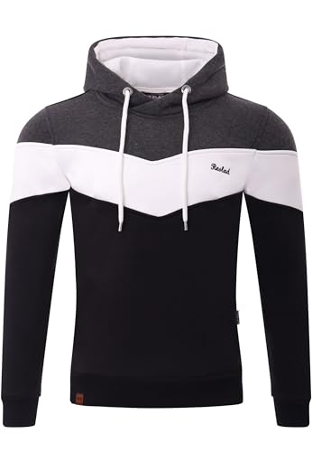 Reslad Kapuzenpullover Herren Sweatshirt | Hoodie Männer Pullover aus bequemer Baumwolle RS-1008 Schwarz-Anthrazit XL von Reslad