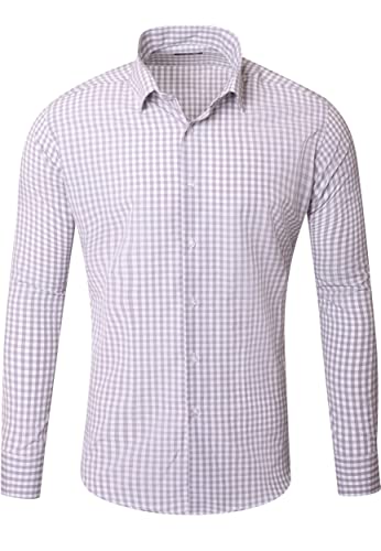 Reslad Kariertes Hemd-Herren Slim Fit Freizeithemd kariert Hemd Trachtenhemd Karo-Hemd RS-7007 Grau 2XL von Reslad